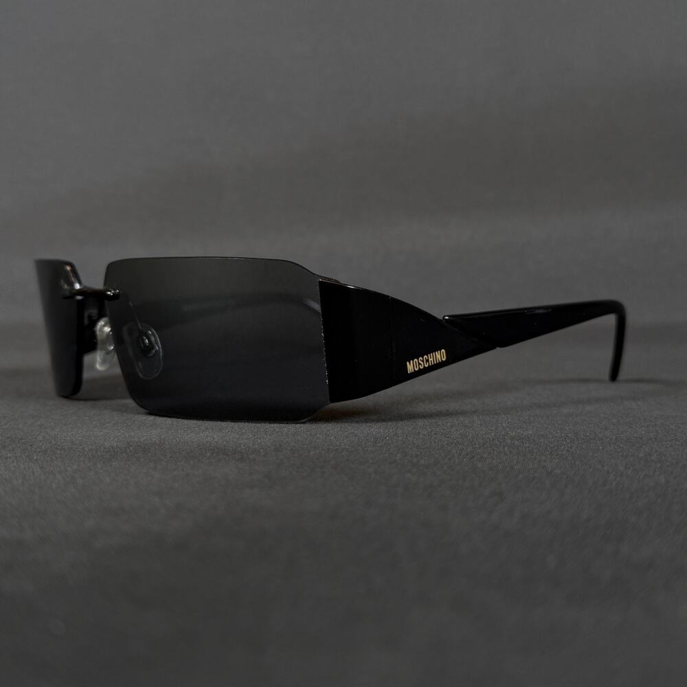 Moschino M3194-S 62 14 594/88 120 Black Rimless Blue Lens Sunglasses with case
